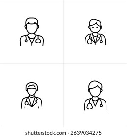 Doctor icon set with professional medical symbols for healthcare and clinic design elements