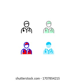 doctor icon set. simple, outline, color. healthcare and medical icon.