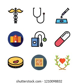 doctor icon set. vector set about heart, medicine, stethoscope and cardiogram icons set.