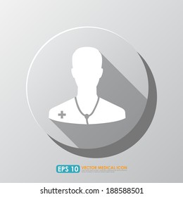 Doctor icon with shadow in circle - medical vector icon