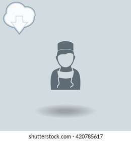 Doctor icon with shadow. Cloud of download with arrow.