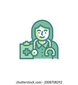 Doctor icon. Simple, flat, outline, two tones, color.