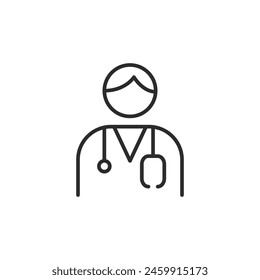 Icono del doctor. Representación simple de un médico con un estetoscopio para App sanitarios, Sitios web médicos y Identificación profesional en Configuraciones clínicas. Ilustración vectorial