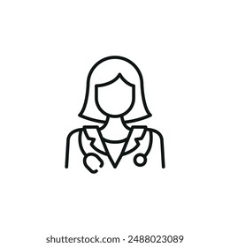 Doctor icon. Simple representation of a medical doctor with a stethoscope for healthcare apps, medical websites, and professional identification in clinical settings. Vector illustration