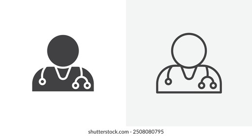 Doctor icon in solid and outlined style