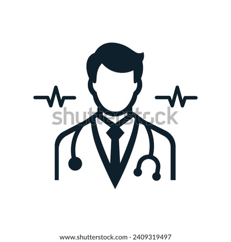 Doctor icon. Doctor with stethoscope icon. Isolated vector on white background.