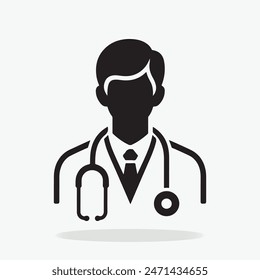 Doctor Icon with Stethoscope. Nurse logo, medical and health care hospital patient examination vector illustration