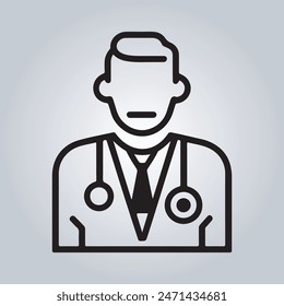 Doctor Icon with Stethoscope. Nurse logo, medical and health care hospital patient examination vector illustration