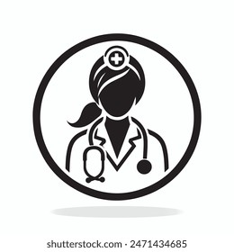 Doctor Icon with Stethoscope. Nurse logo, medical and health care hospital patient examination vector illustration