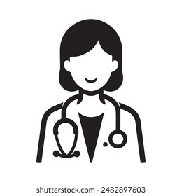 Doctor Icon with Stethoscope. Nurse logo, medical and health care hospital patient examination vector illustration