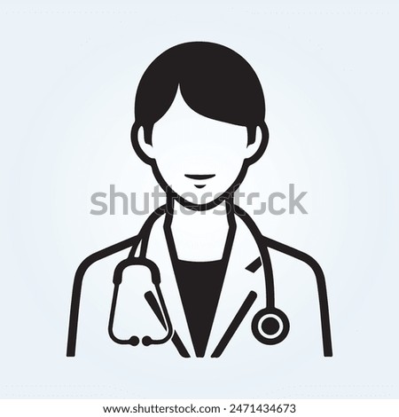 Doctor Icon with Stethoscope. Nurse logo, medical and health care hospital patient examination vector illustration