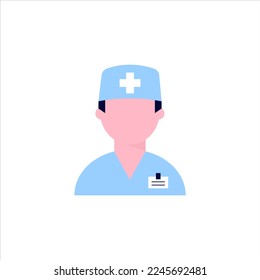 Doctor icon in uniform. Flat style male. Vector illustration.