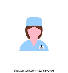 Doctor icon in uniform. Flat style female. Vector illustration.