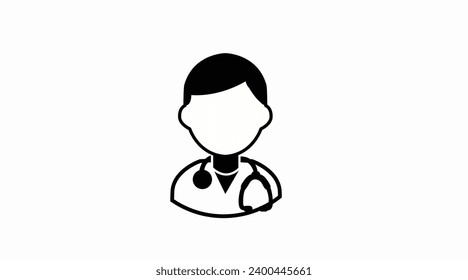 Doctor Icon. Vector black and white simple illustration of a doctor