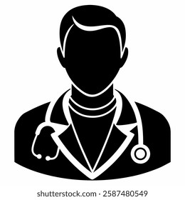 doctor icon vector illustration silhouette black and white