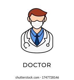 Plantilla de ilustración vectorial de icono de doctor. Icono médico diseño plano aislado en fondo blanco.