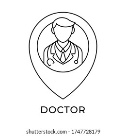 Plantilla de ilustración vectorial de icono de doctor. Icono médico diseño plano aislado en fondo blanco.