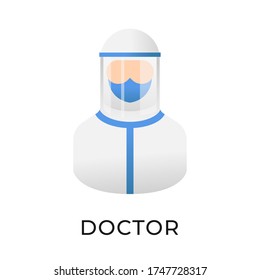 Plantilla de ilustración vectorial de icono de doctor. Icono médico diseño plano aislado en fondo blanco.