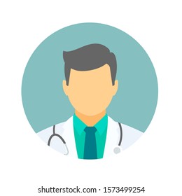 Doctor Icon Vector With Stethoscope for Medical Consultation Physician Profile Male Avatar Pictogram illustration