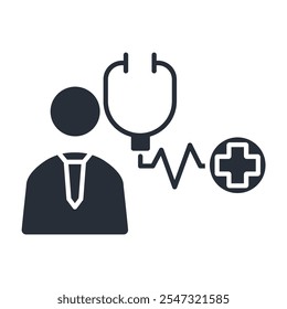 Ícone do médico. vetor.Sinal editável de estilo traço.linear para usar design da Web,ilustração logo.Symbol.