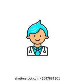 Doctor icon wearing stethoscopes on white background. Medical concept.