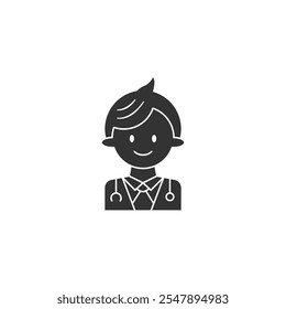 Doctor icon wearing stethoscopes on white background. Silhouette icon medical concept.