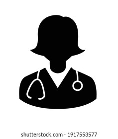 Doctor Icon Woman Flat Isolated On White Vector Illustration Eps 10
