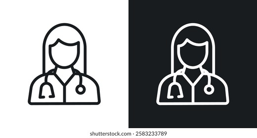 Doctor icons in black and white liner strokes for web design.