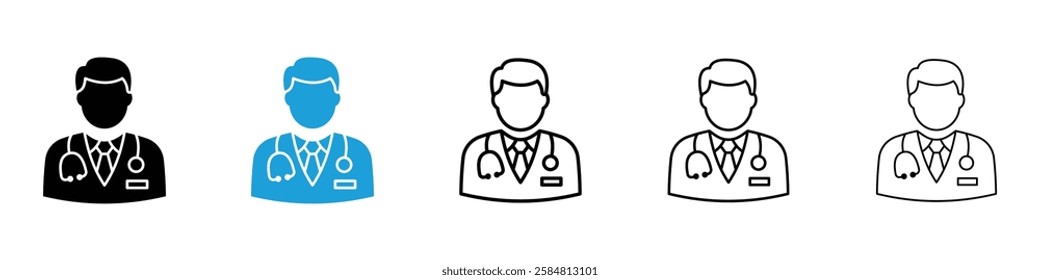 Doctor icons collection vectors in black and blue