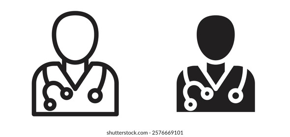 Doctor icons in outline and stroke versions