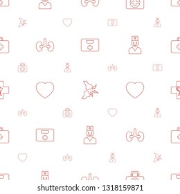 doctor icons pattern seamless white background. Included editable line medical kit, broken leg or arm, first aid, kidney, heart with cross icons. doctor icons for web and mobile.