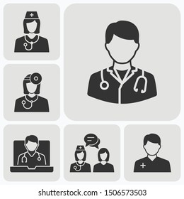 Doctor icons set. Vector illustration for web sites and mobile application.