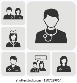 Doctor icons set. Vector illustration for web sites and mobile application.