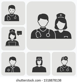 Doctor icons set. Vector illustration for web sites and mobile application.