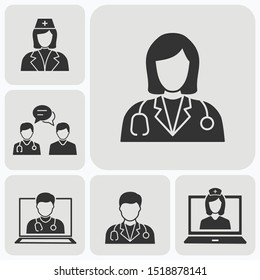 Doctor icons set. Vector illustration for web sites and mobile application.