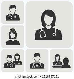 Doctor icons set. Vector illustration for web sites and mobile application.