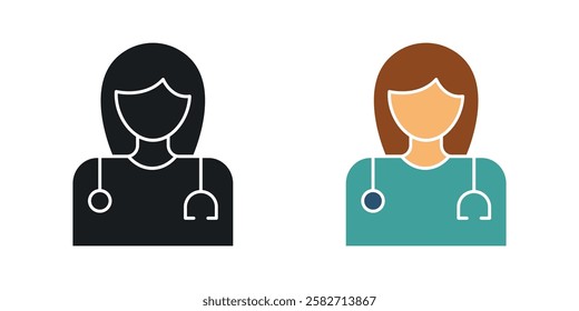 Doctor icons set vectors black and colored style