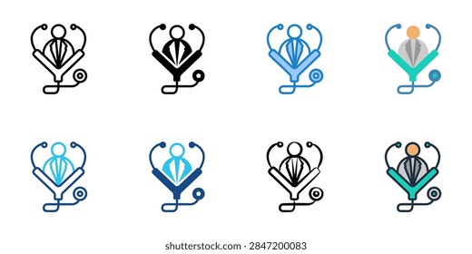 Doctor icons with single set multiple style collection. Vector illustration 

