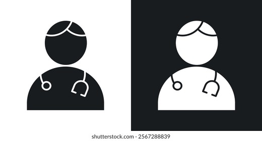 Doctor icons in solid black and white colors