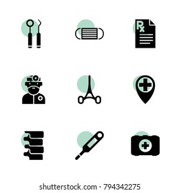 Doctor icons. vector collection filled doctor icons set.. includes symbols such as medical location, medical mask, doctor. use for web, mobile and ui design.