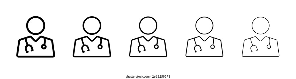 Doctor icons vector set in different stroke line style