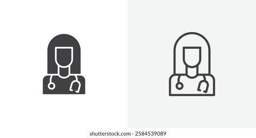 Doctor icons vectors illustrations in black fill and liner versions