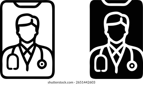 Conjunto de Ícones de Cartão de Identificação Médica, Vetor Preto e Branco, Ilustração de Contorno de Silhueta de Identificação Médica