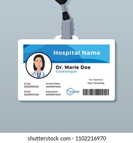 Doctor ID Card. Medical Identity Badge Template