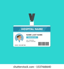 Doctor ID Card Template In Flat Style. Medical Identity Badge