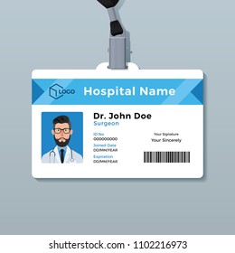 Doctor ID card template. Medical identity badge