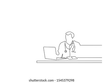 Doctor isolated line drawing, vector illustration design. Medicine collection.
