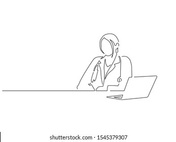 Doctor isolated line drawing, vector illustration design. Medicine collection.