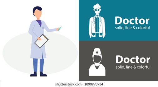 doctor isolated vector flat icon. doctor logo line solid design element