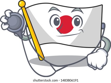 Doctor Japan flag hoisted inside cartoon pole